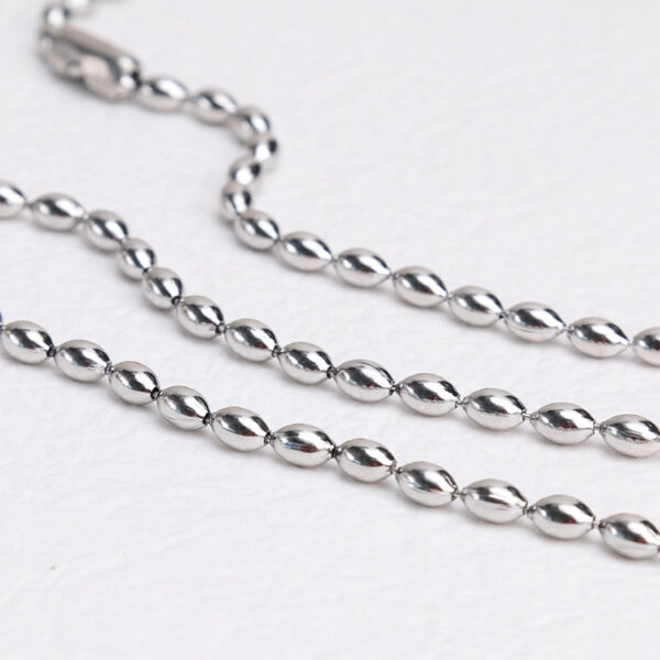 Chris April 316L stainless steel PVD silver plated oval beads chain necklace - Image 5