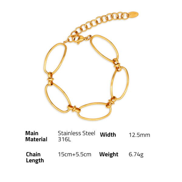 Chris April in stock fashion design 316L stainless steel simple PVD gold plated OVAL link chain bracelet - Image 6