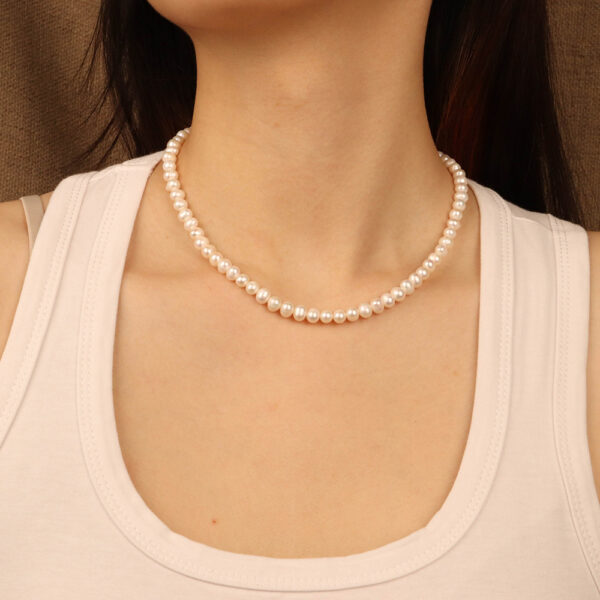 Chris April 925 Sterling silver 18K gold plated Handmade Baroque pearl necklace - Image 3