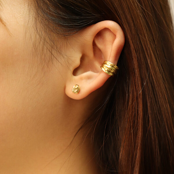 Chril April 925 sterling silver gold plated irregular Simple and irregular wide ear cuff earring - Image 3