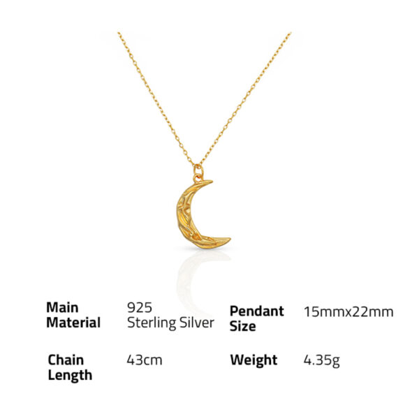 Chris April 925 Sterling silver gold plated 18K gold plated moon pendant necklaces - Image 6