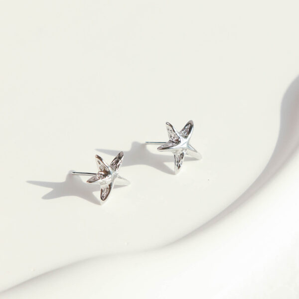 Chris April fine jewelry 925 sterling silver gold plated organic texture bumpy stars stud earrings - Image 4