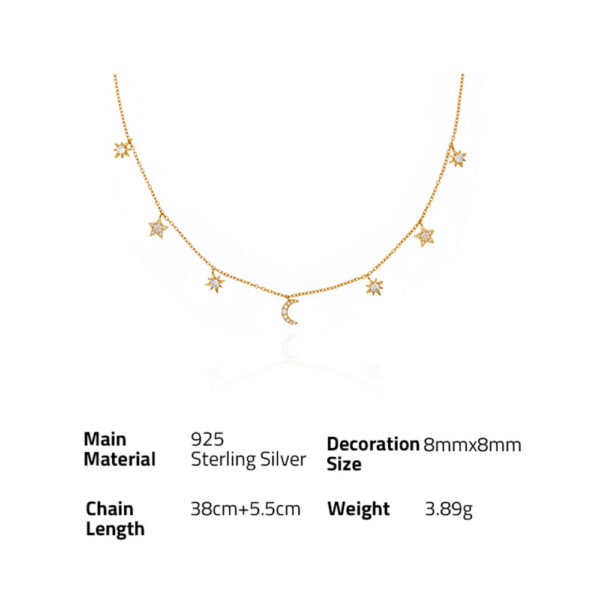 Chris April in stock 925 Sterling silver 18k gold plated Bright moon and star myth chain necklace - Image 6