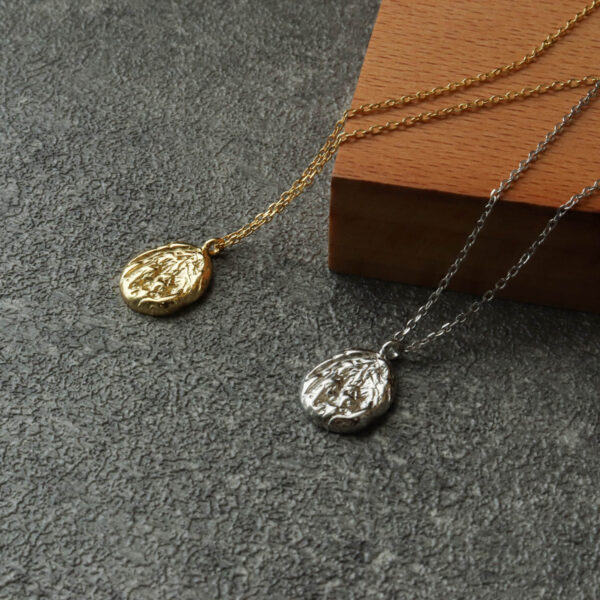 Chris April fine jewelry 925 Sterling silver gold plated custom vermeil lava texture pendant necklaces for women - Image 3