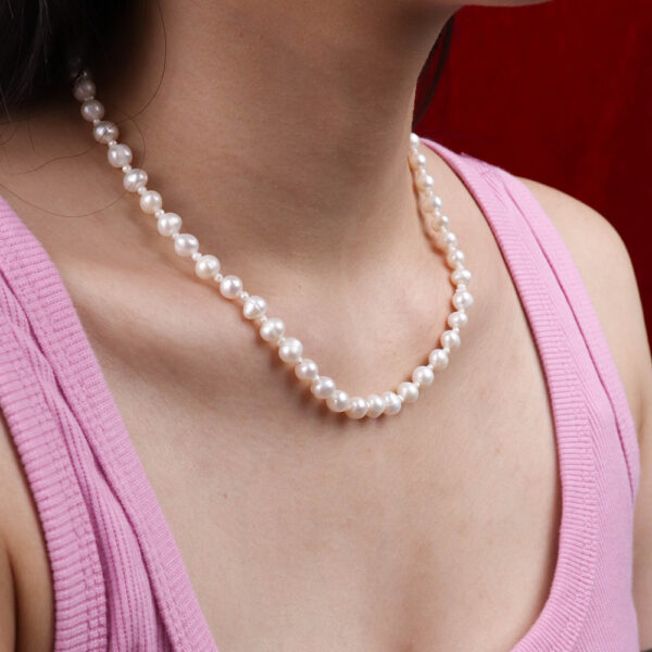 Chris April in stock 925 sterling silver gold plated vintage natural freshwater pearl beads bejewelry necklace - Image 5