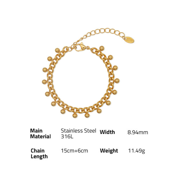 Chris April fashion jewelry PVD gold plated 316L stainless steel ball chain Bracelet for women - Image 6