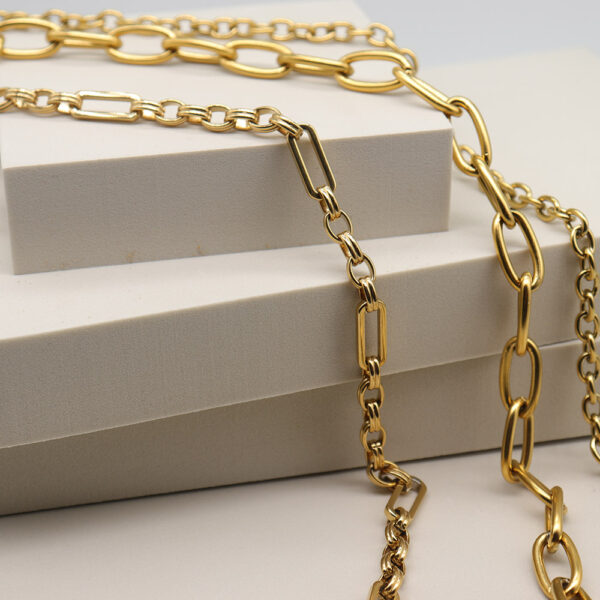 Chris April custom 14k gold plated 316L Stainless steel jewelry link chain necklace for women - Image 3