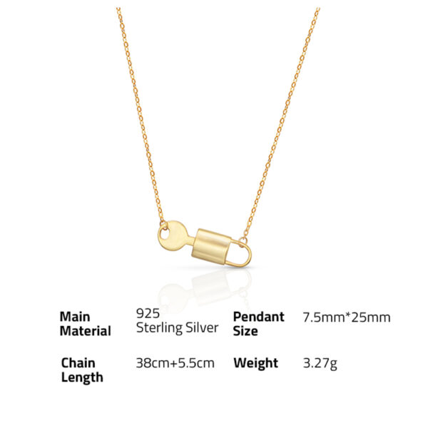 Chris April in stock 925 sterling silver simple gold plated Latest design lock and key pendant necklaces - Image 6