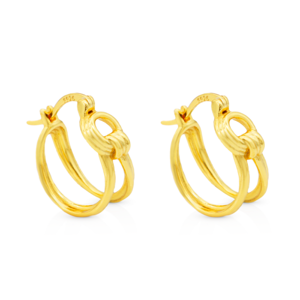 Chris April gold plate 925 sterling silver knot lines hoops earring - Image 6