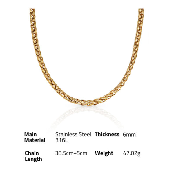 Chris April fashion in stock PVD gold plated 316L stainless steel horsewhip coarse chain necklace - Image 6