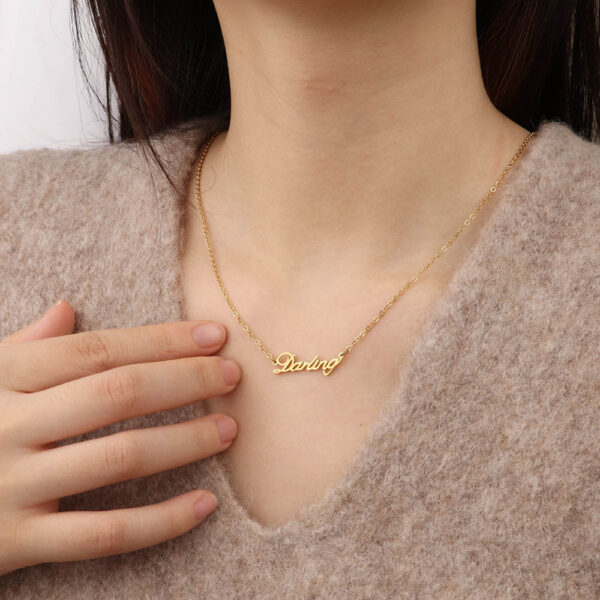 Chris April in stock 316L Stainless steel PVD plated minimalist drling alphabet letter girft necklace - Image 3