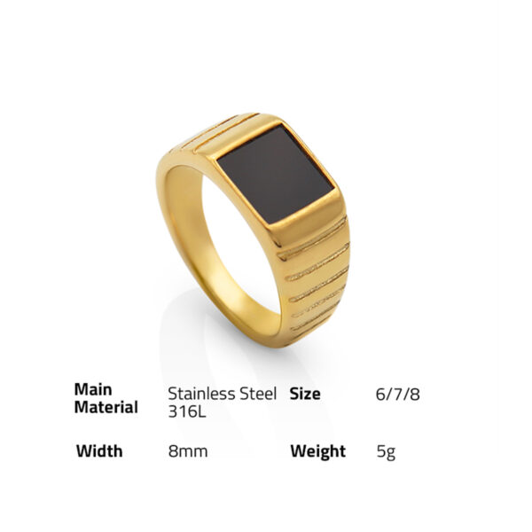 Chris April in stock 316L stainless steel minimalist PVD gold plated soft enamel signet ring - Image 6