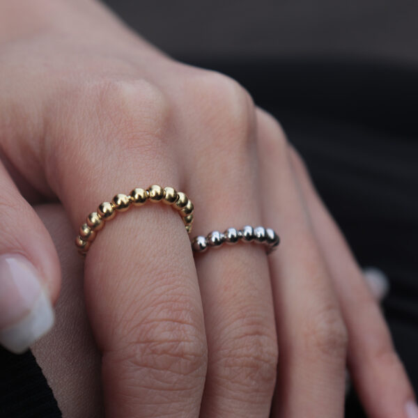 Chris April in stock 925 sterling silver gold plated minimalist open bead rings for women - Image 5