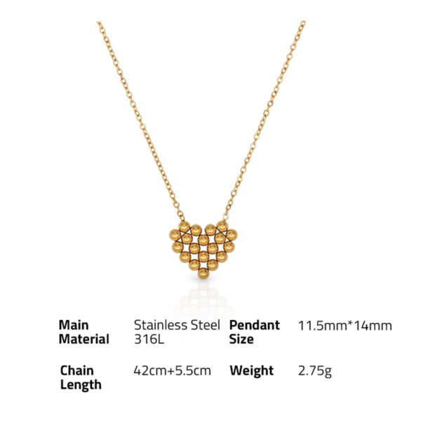 Chris April in stock PVD gold plated 316L stainless steel Minimalist beads heart shape pendant necklace for women - Image 6