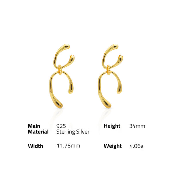 Chris April fine jewelry 18k gold plated 925 sterling silver minimalist U turn organic shape ear back earrings - Image 6