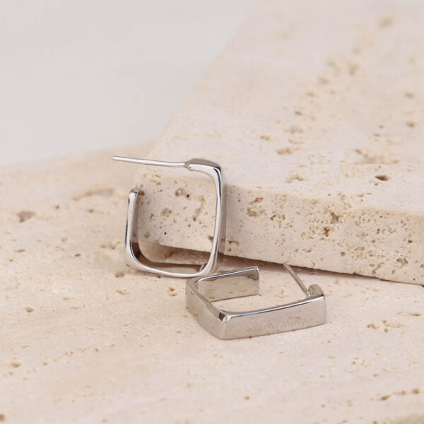 Chris April silver plate 925 sterling silver square hoops earring - Image 4