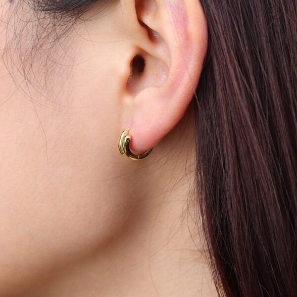 Chris April 925 sterling silver lightweight water drop custom gold vermeil hoop earrings - Image 3