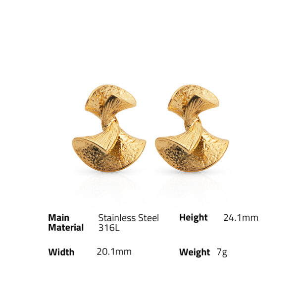 Chris April New-design brass PVD gold plated irregular skirt's hemline shape sector stud earrings - Image 6