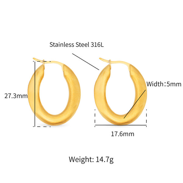 Chris April 316L stainless steel thick PVD gold plated trend statement hoop earrings for women - Image 6