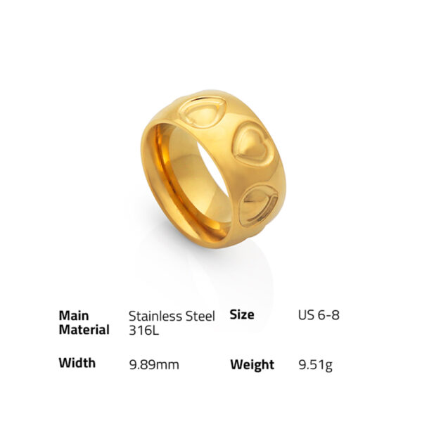 Chris April fashion jewelry PVD gold plated 316L stainless steel water proof 3D Heart shape rings - Image 6