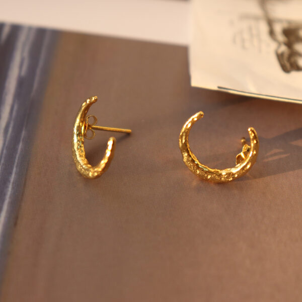 Chris April fashion 925 sterling silver 18k gold plated Tinfoil Moon earrings - Image 4