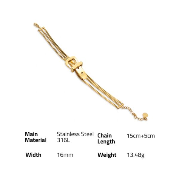 Chris April fashion jewelry 316L stainless steel  PVD gold plated belt buckle Three-layer hand chain bracelet - Image 6