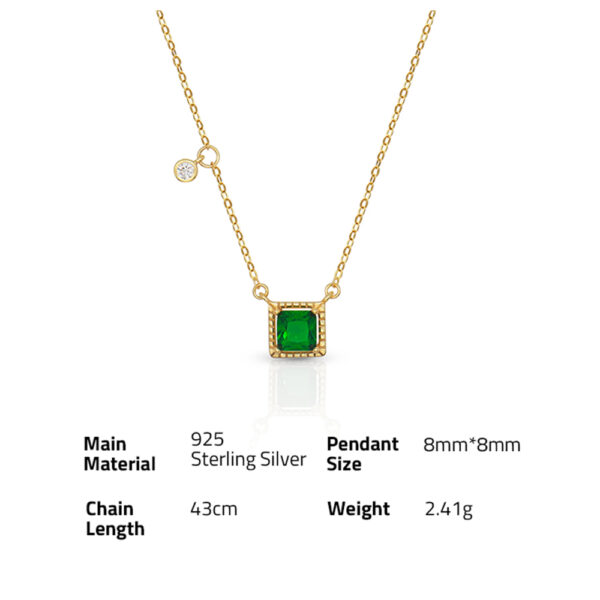 Chris April in stock 925 sterling silver simple gold plated geometric green zircon necklaces - Image 6