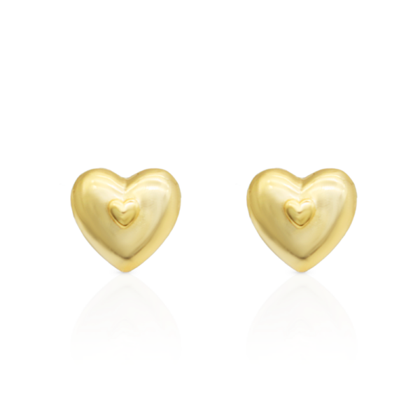 Chris April gold plate 925 sterling silver 3D heart stud earring - Image 6