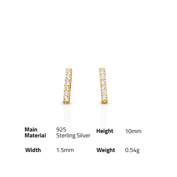 Chris April Square strip single row bling 925 Sterling Silver Stud zircon Earring - Image 6