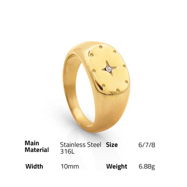 Chris April in stock fashion jewelry Micro-inlaid zircon 316L stainless steel PVD gold plated Six Pointed Star Ring - Image 6