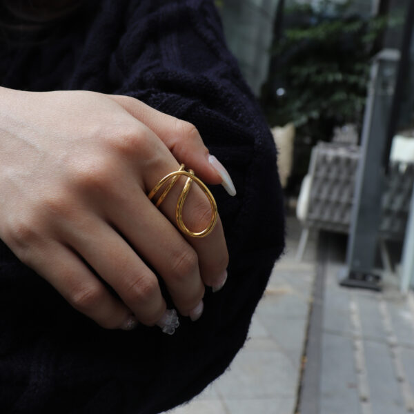 Chris April in stock Fashion Jewelry 316L stainless steel PVD gold plated retro design Small circle finger ring - Image 5