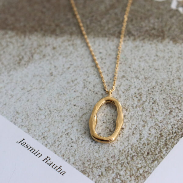 Chris April fashion jewelry 316L stainless steel PVD gold plated personalized Oval necklace for women - Image 4