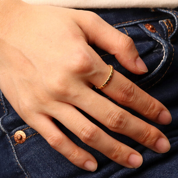 Chris April 316L stainless steel PVD gold plating hearts knuckle pinky ring - Image 6