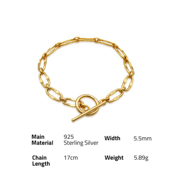 Chris April Latest design fine jewelry gold plated 925 sterling silver T-bar chian bracelet - Image 6