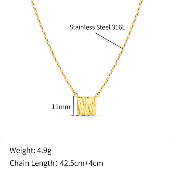 Chris April 316L stainless steel 18K gold jewelry personalized bumpy square pendant organic texture simple necklace - Image 5