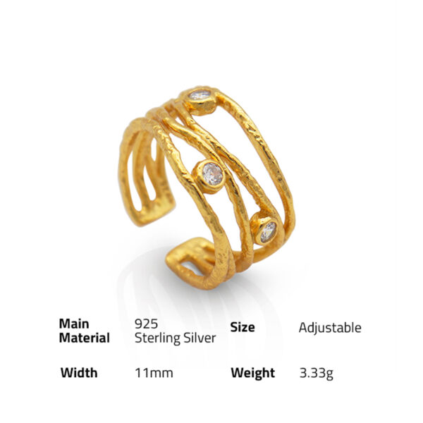 Chril April in stock 925 sterling silver 18k micron gold plating wires finger open jewelry rings with zircon - Image 6