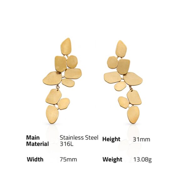 Chris April in stock Fashion Jewelry 316L stainless steel PVD gold plated Long asymmetry and irregular earrings for women - Image 6