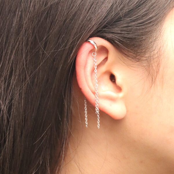 Chris April 925 sterling silver minimalist chain ear cuffs ear cuffs for non pierced ears - Image 3