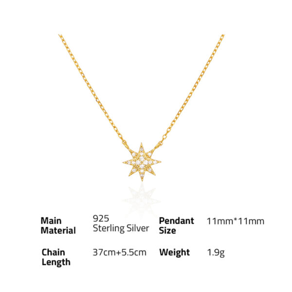 Chris April fine jewelry 925 sterling silver 18k gold plated star pendant necklace with Zircon - Image 6