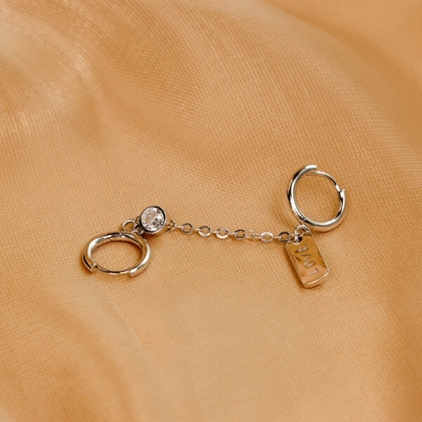 Chris April silver 925 gold plated handcuff  zircon hoop earrings - Image 5