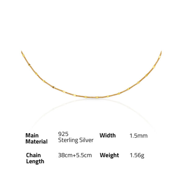 Chris April fine jewelry 925 Sterling silver 18K gold plated Minimalist paillette choker chain necklace - Image 6