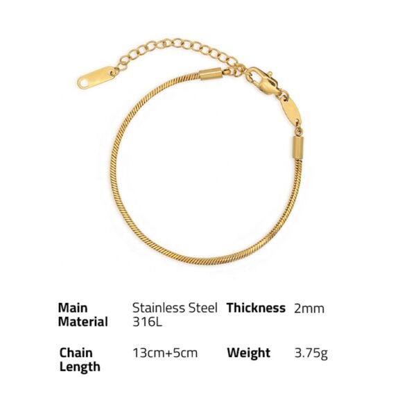 Chris April in stock  fashion design 316L stainless steel simple PVD gold plated snake chain bracelet - Image 6