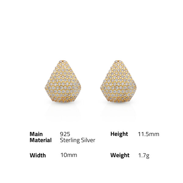 Chris April fine jewelry 925 Sterling Silver 18k gold plated drop shape fully-jewelled zircon stud earrings - Image 6