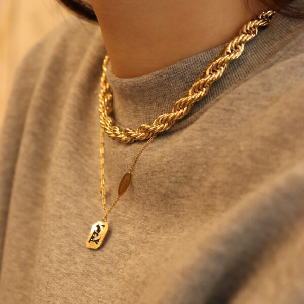 Chris April New arrivals fashion jewelry PVD gold plated 316L stainless steel rope chain necklace for women - Image 5