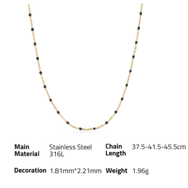 Chris April minimalist stainless steel black beads enamel satellite chain necklace - Image 6