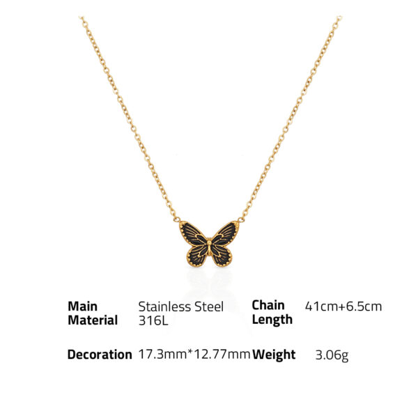 Chris April Non tarnish PVD plated 316L stainless steel enamel hand craft butterfly pendant charm necklace - Image 6