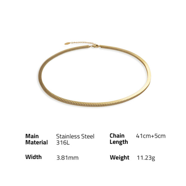 Chris April in stock fashion jewelry PVD gold plated 316L stainless steel flake leaf chain necklace - Image 6