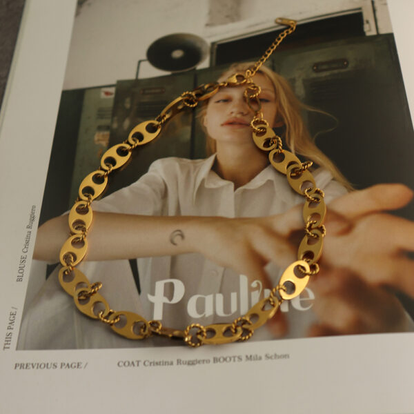 Chris April in Stock fashion jewelry 316L stainless steel simple PVD gold plated personalized necklace - Image 3