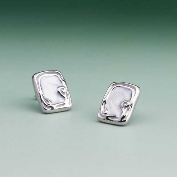 Chris April 316L stainless steel white enamel cloud stud earrings for women - Image 5