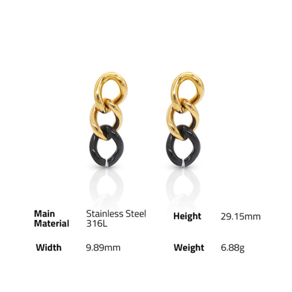 Chris April fashion jewellery 316L stainless steel pvd gold plated non-tarnish chain earrings - Image 6